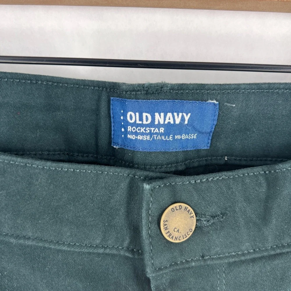 Old Navy Rockstar‎ Jeans Womens 12 Green Brushed Twill Stretch Mid Rise Skinny